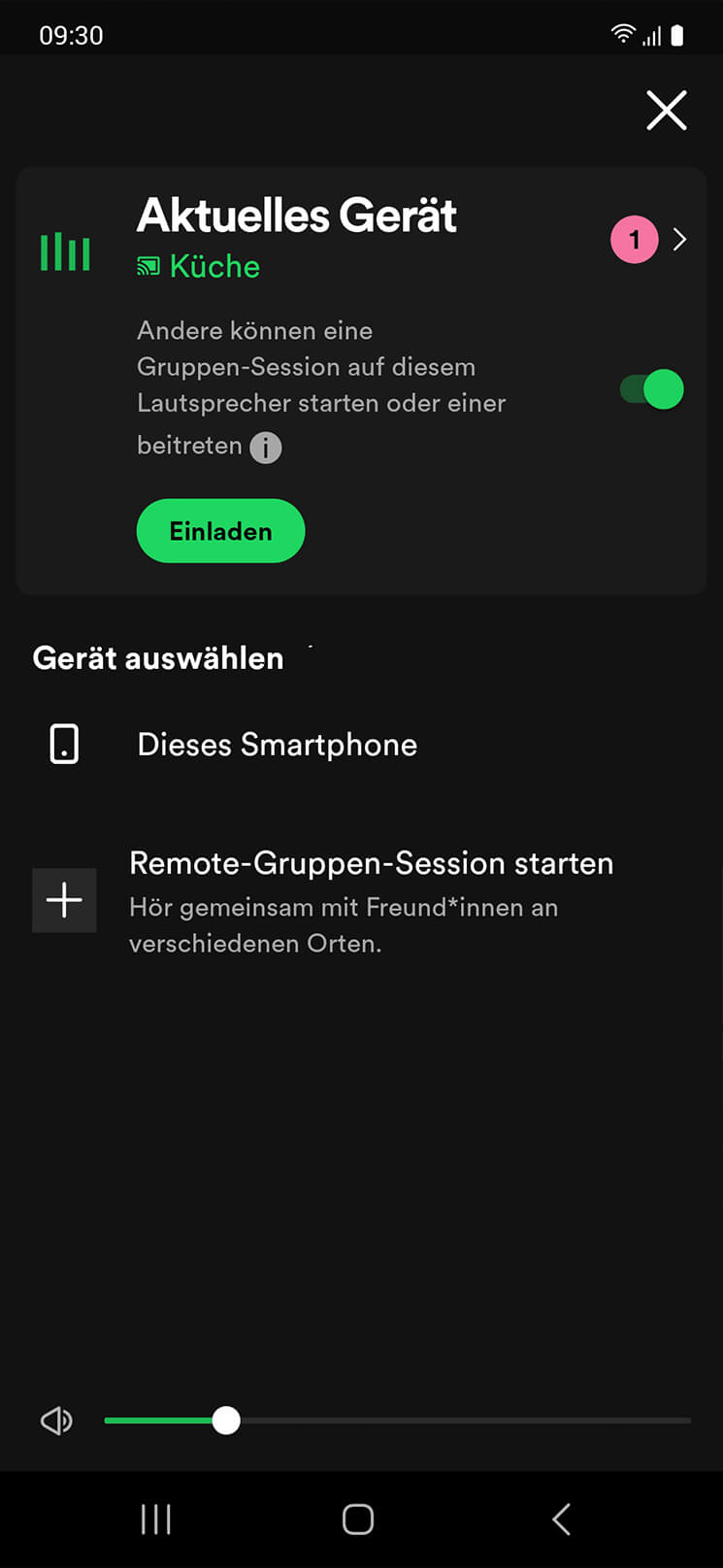 The Spotify app on a smartphone shows available output devices.
