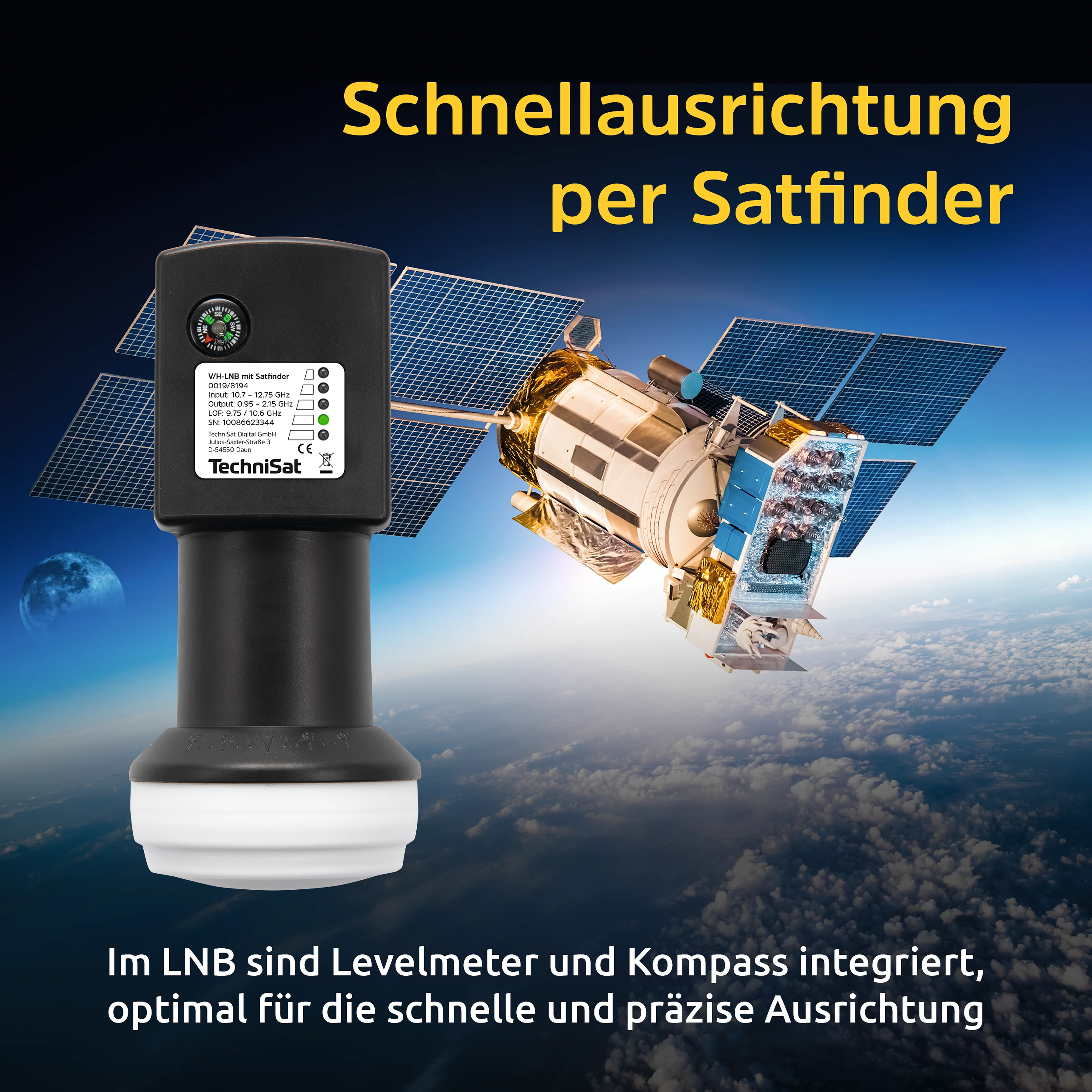 Universal-V/H-LNB mit Satfinder (B-Ware)