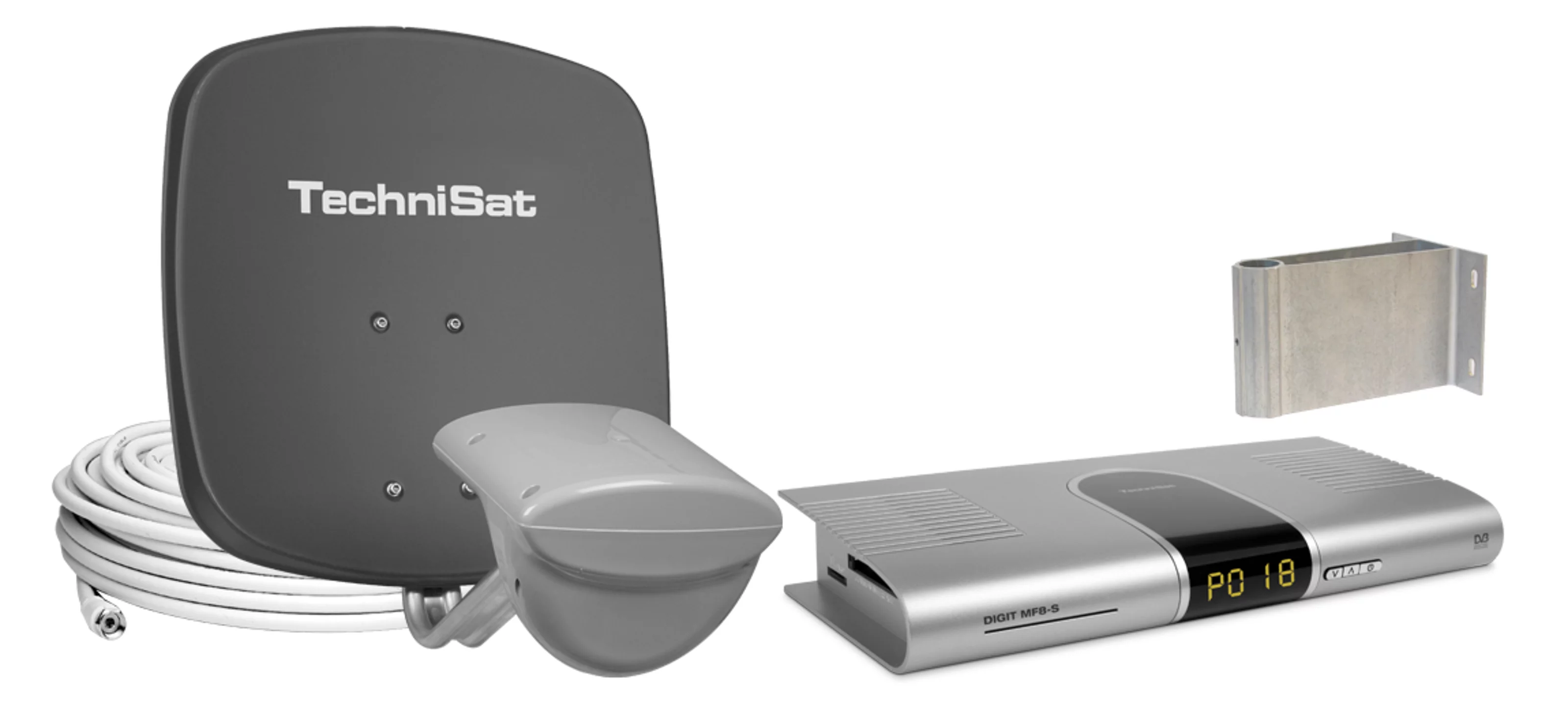 MULTYTENNE Twin (grau) + 1 x DIGIT MF8-S, silber Frontal, Front