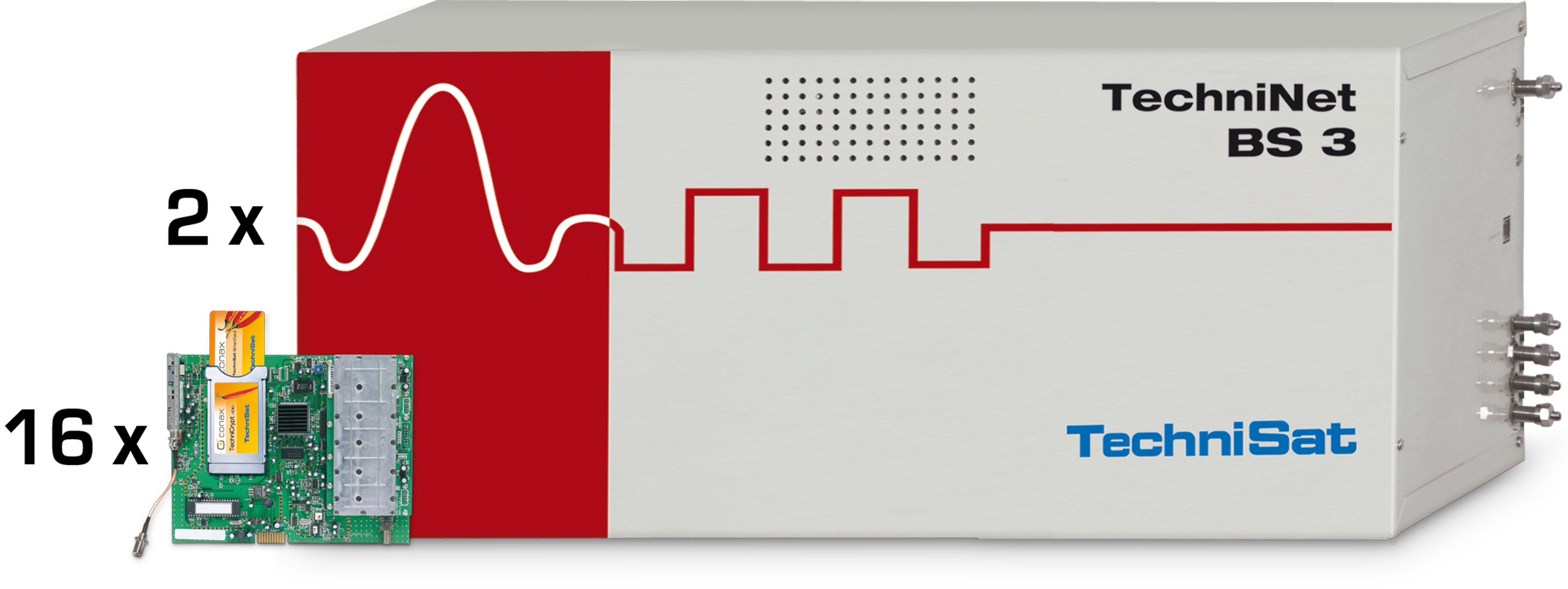 TECHNINET BS3, 2 x Basiseinheit mit 16 x DVB-s PAL 1 CI Schräg, Links