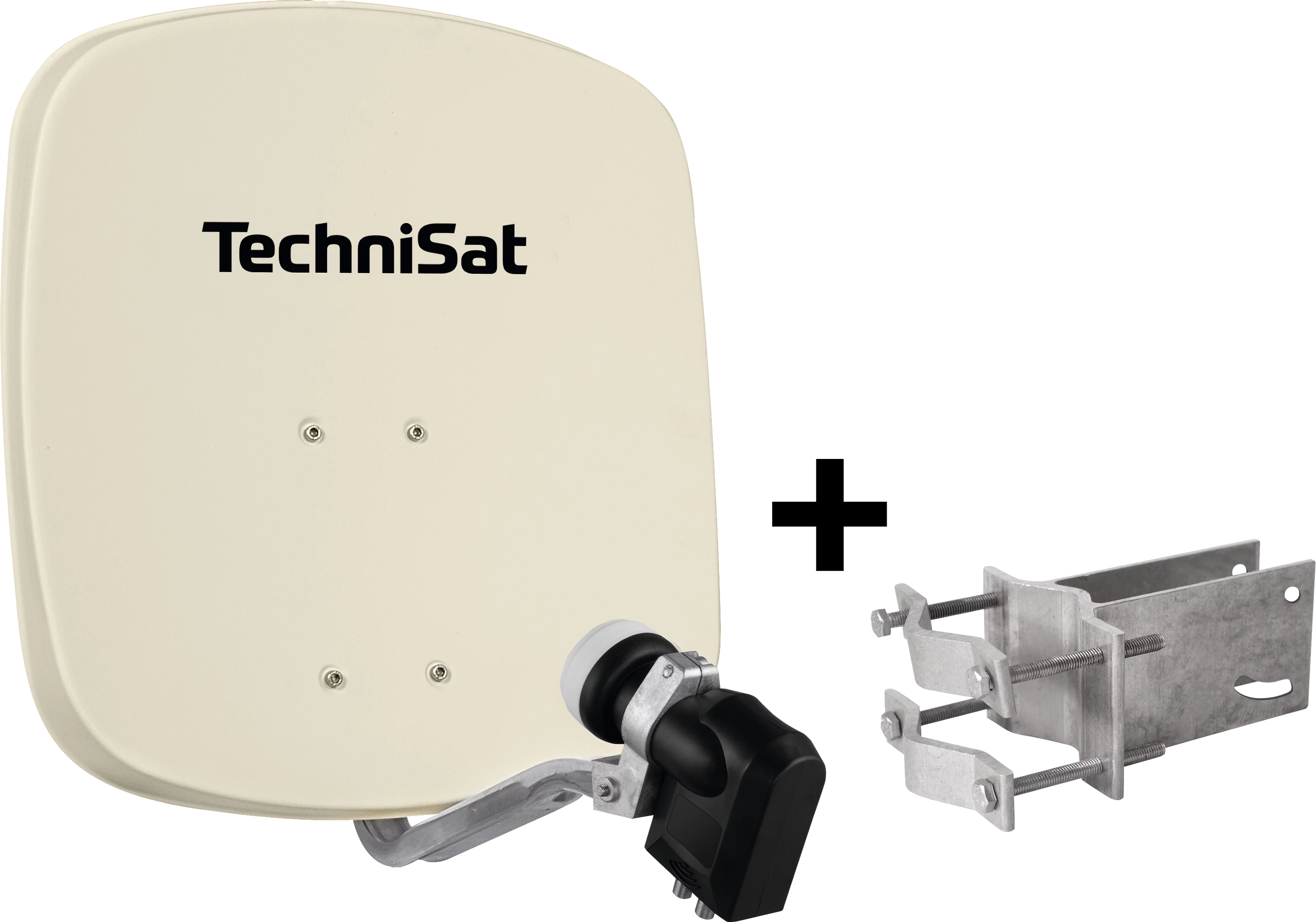 DIGIDISH 45 mit Universal-Quattro-Switch-LNB, inkl. An-Rohr-Fitting