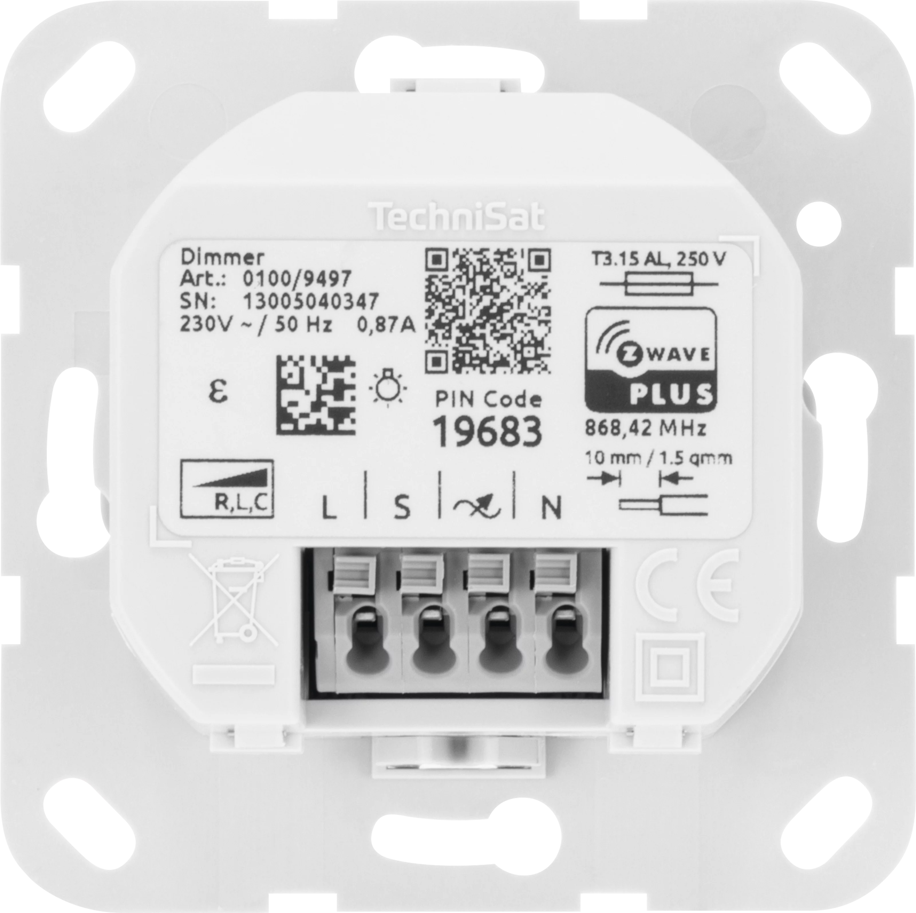 Dimmer, kompt Gira Frontal, Rück