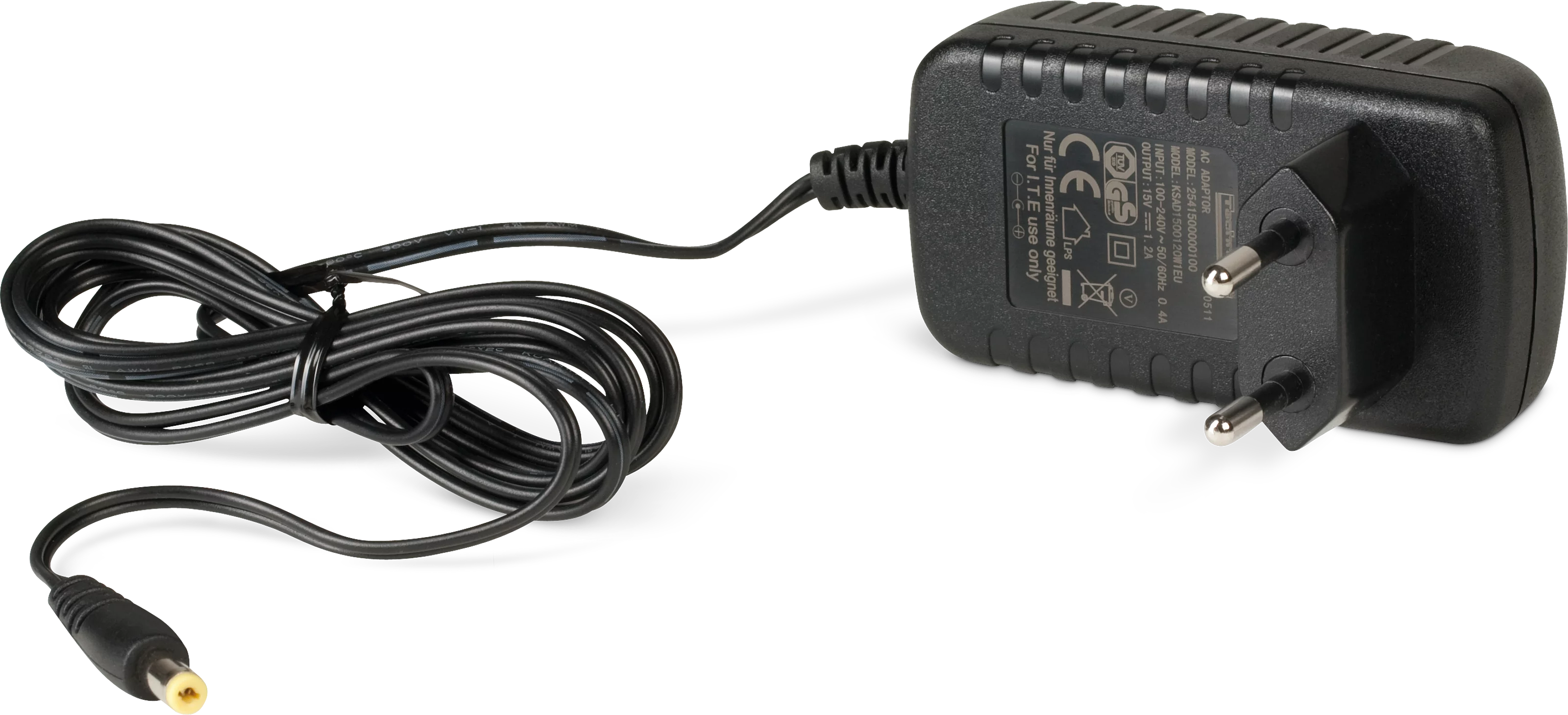 15 V DC mains adapter Schräg, Links