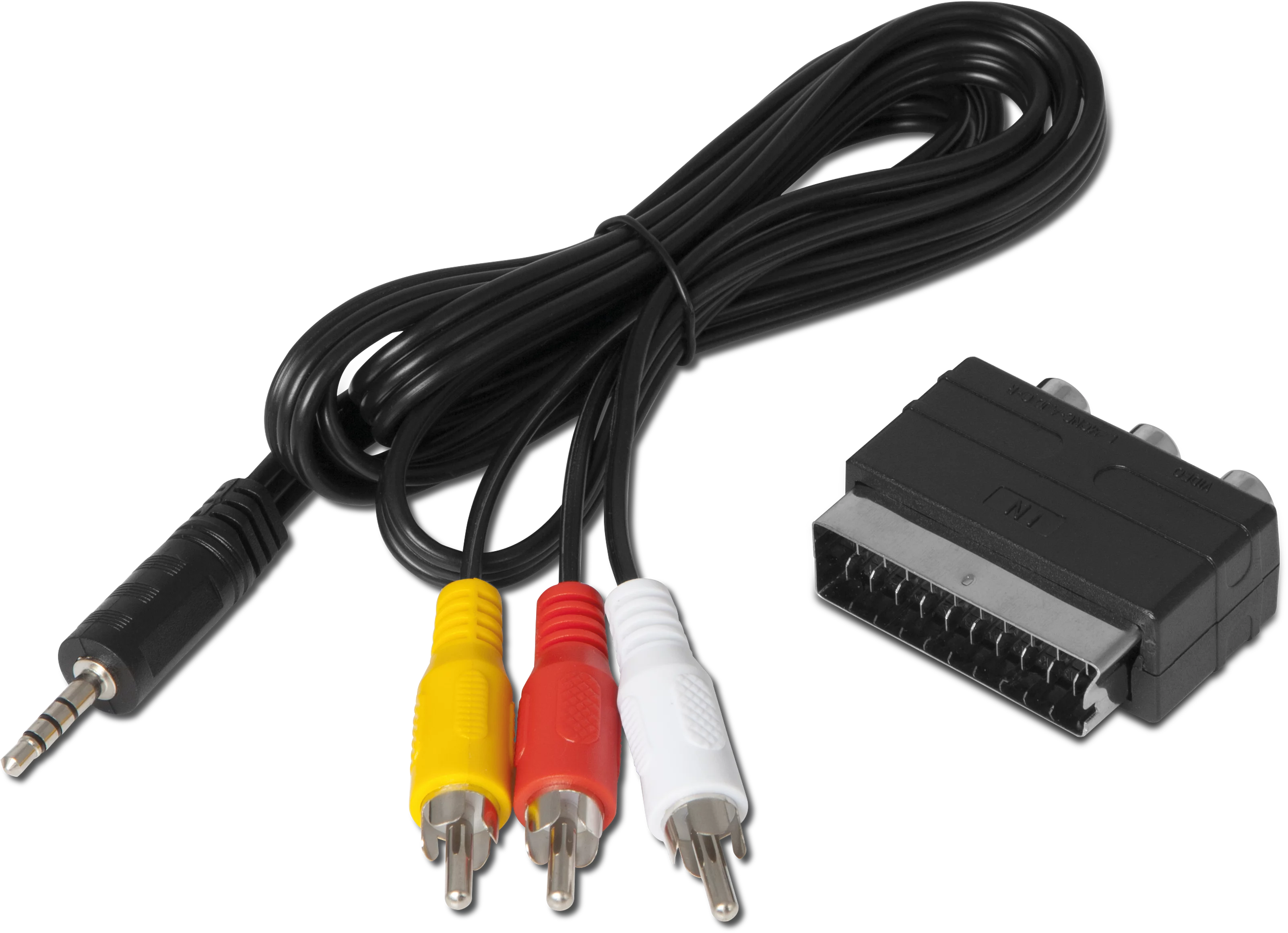 A/V-Kabel Klinke auf Cinch mit SCART-Adapter für TechniSat Digitalreceiver (z. B. DIGIPAL T2 HD u. a.) Frontal, Front