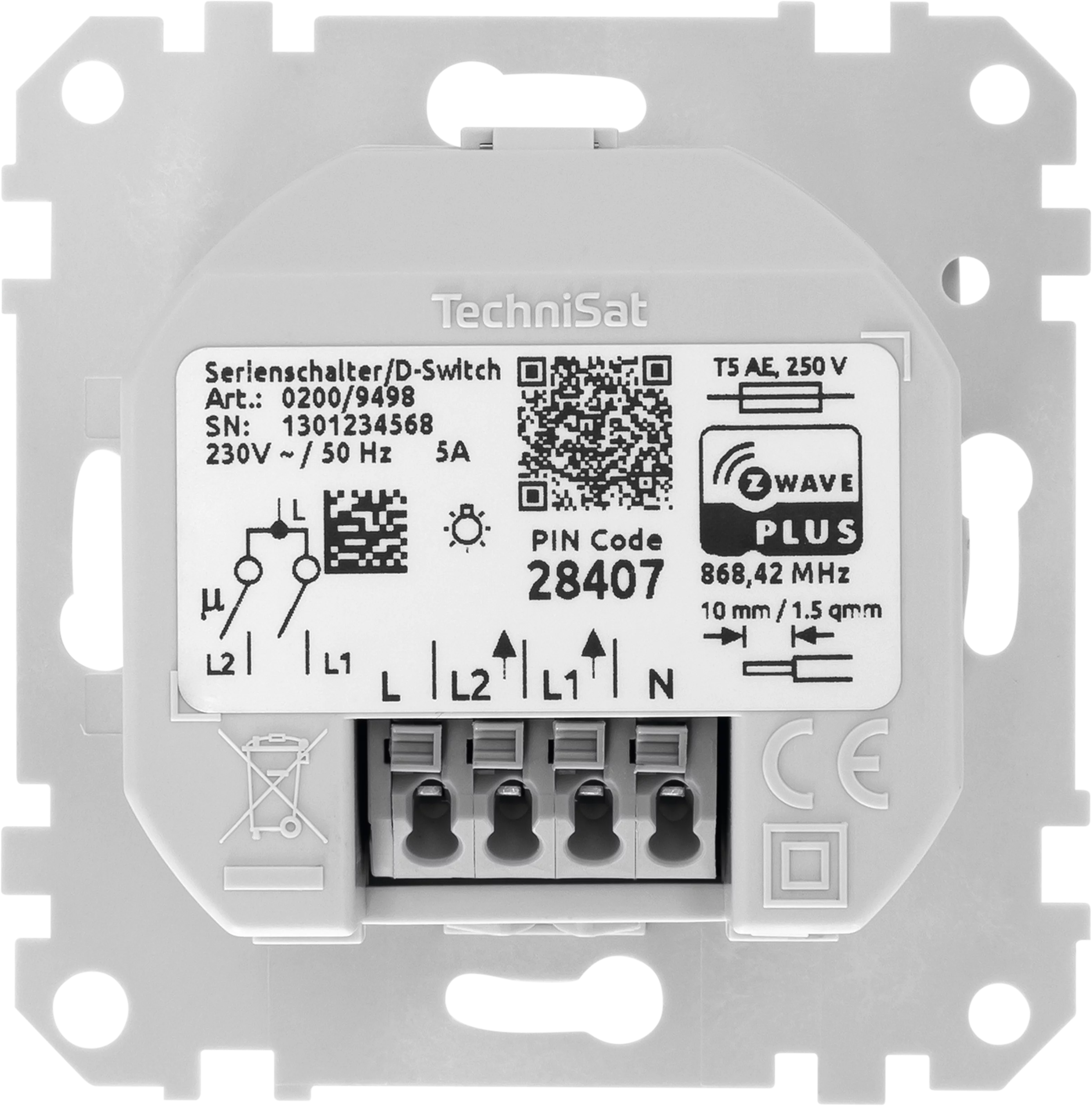 Two-way switch, complete, Merten Frontal, Rück