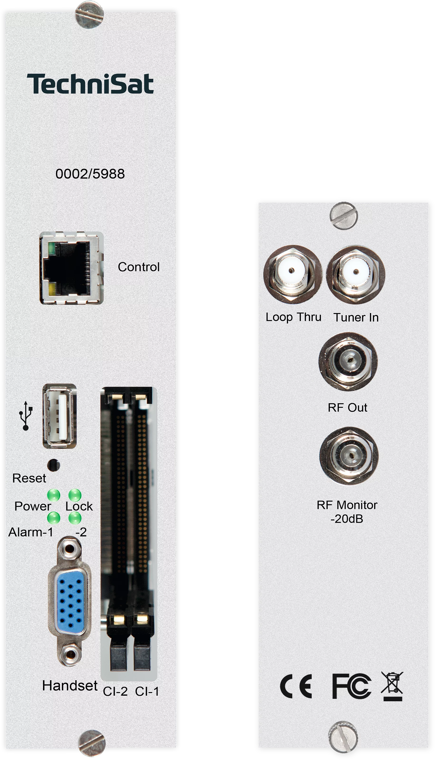 Transmodulator DVB-T2/PAL TM TWIN CI Frontal, Front Transmodulator DVB-T2/PAL TM TWIN CI Frontal, Front