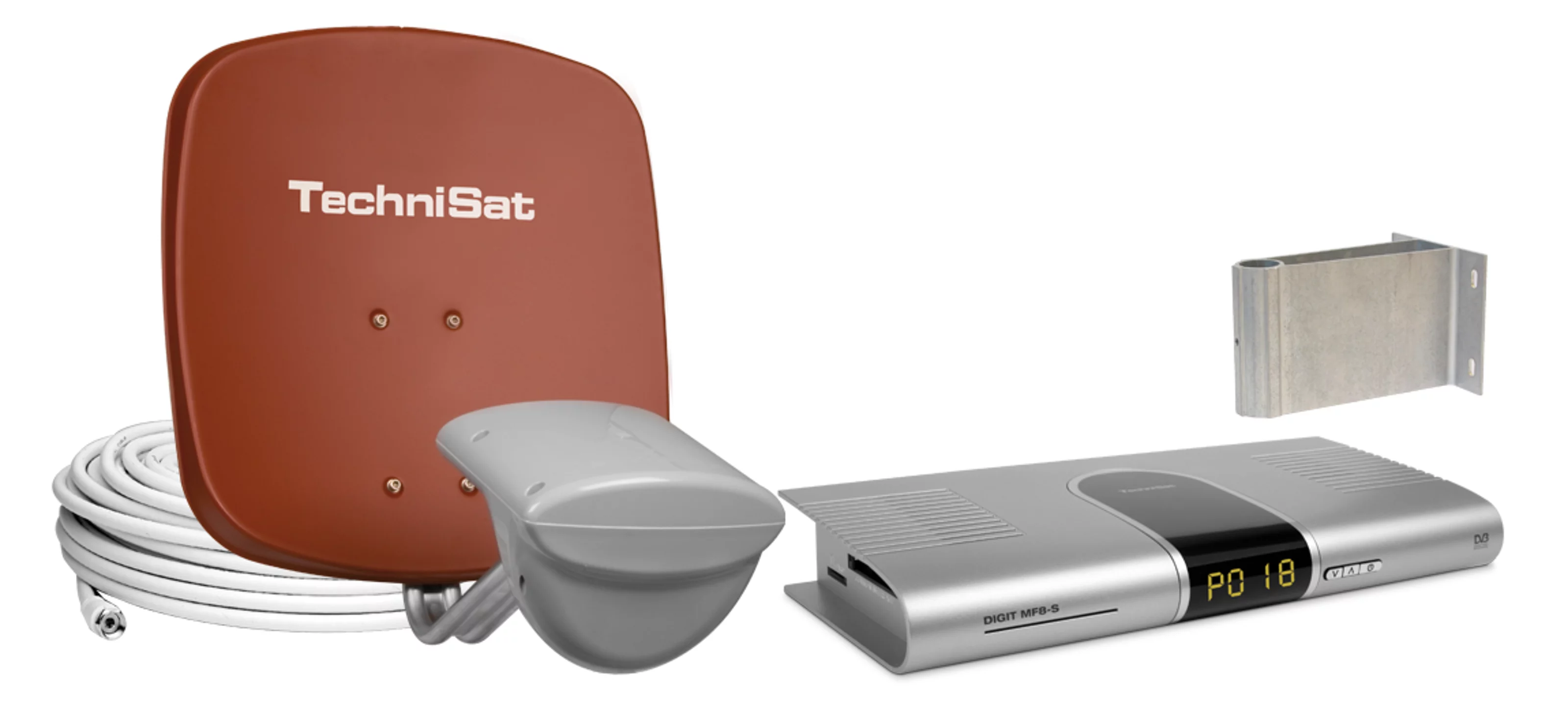MULTYTENNE Twin (rot) + 1 x DIGIT MF8-S, silber Frontal, Front