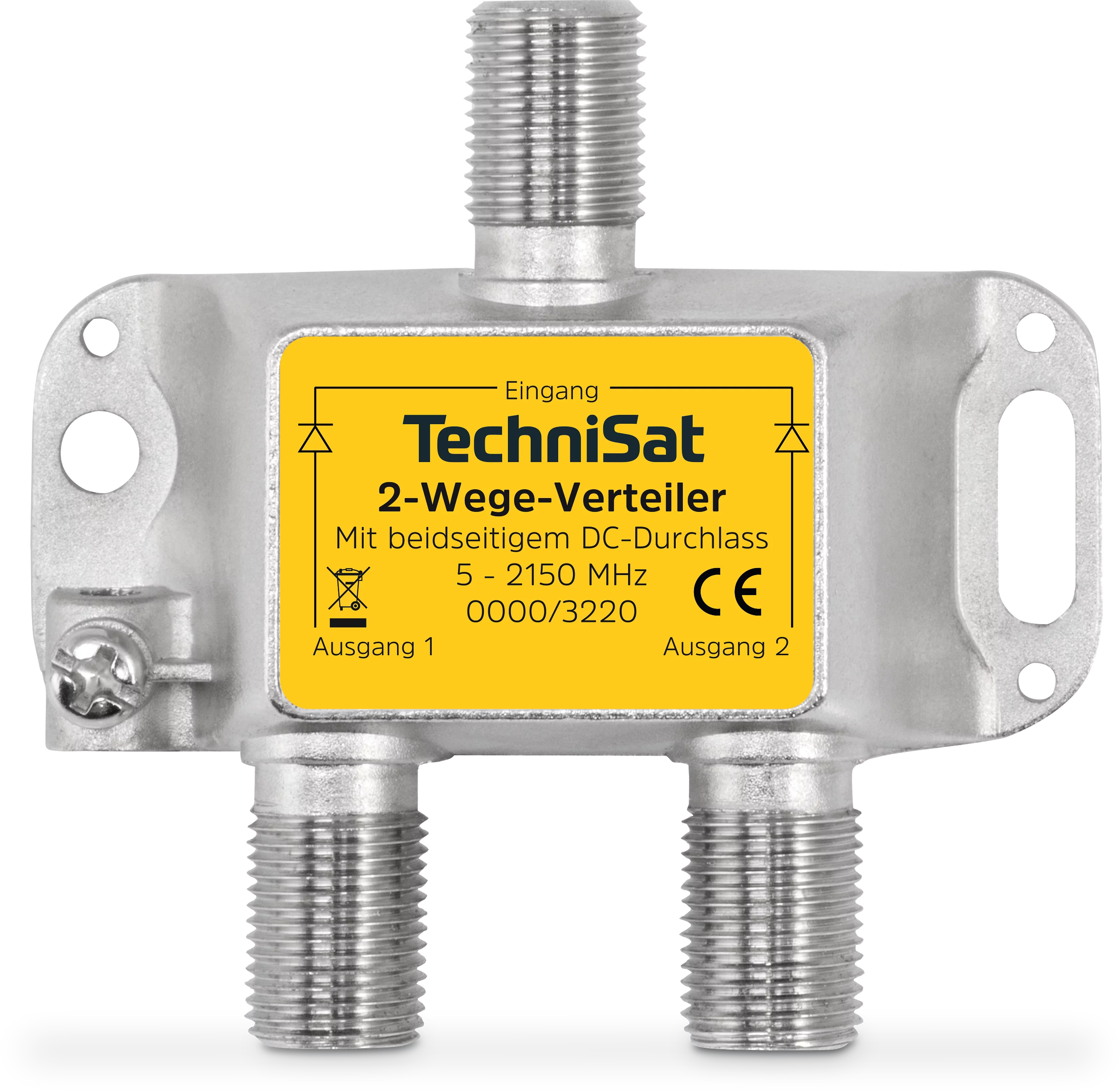 2-Wege-Verteiler, 2 x DC-Durchlass, diodenentkoppelt Frontal, Front