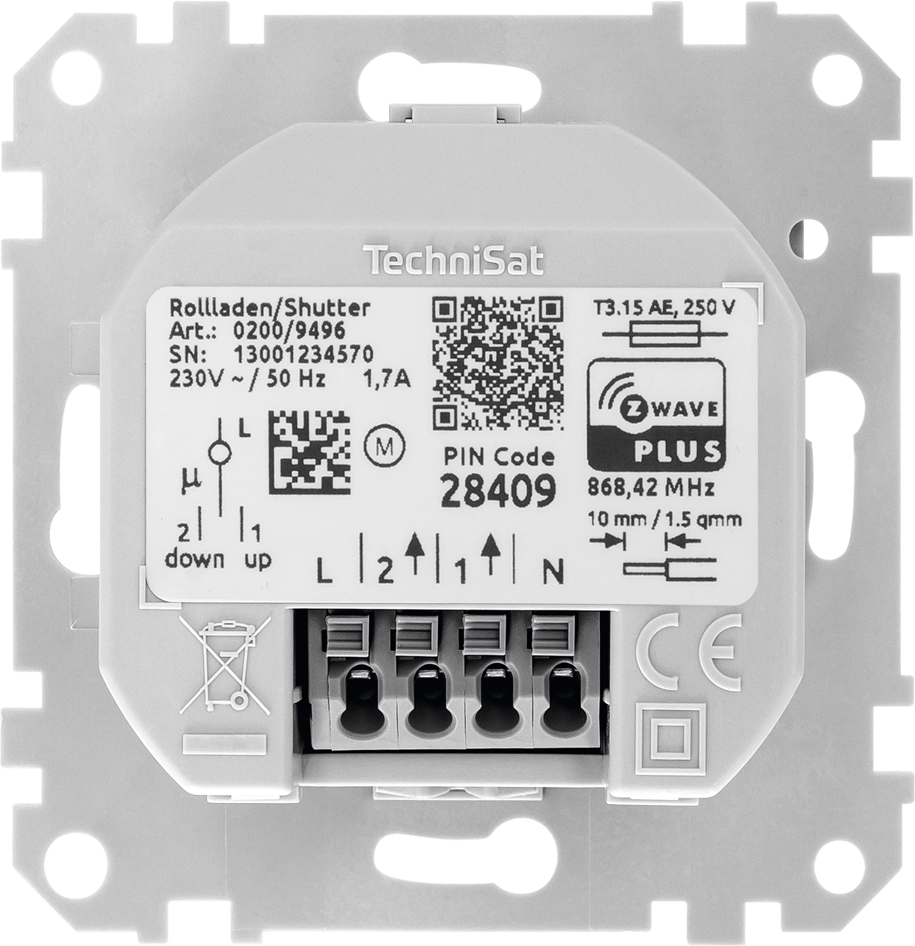Rollladenschalter Merten, System M Frontal, Rück