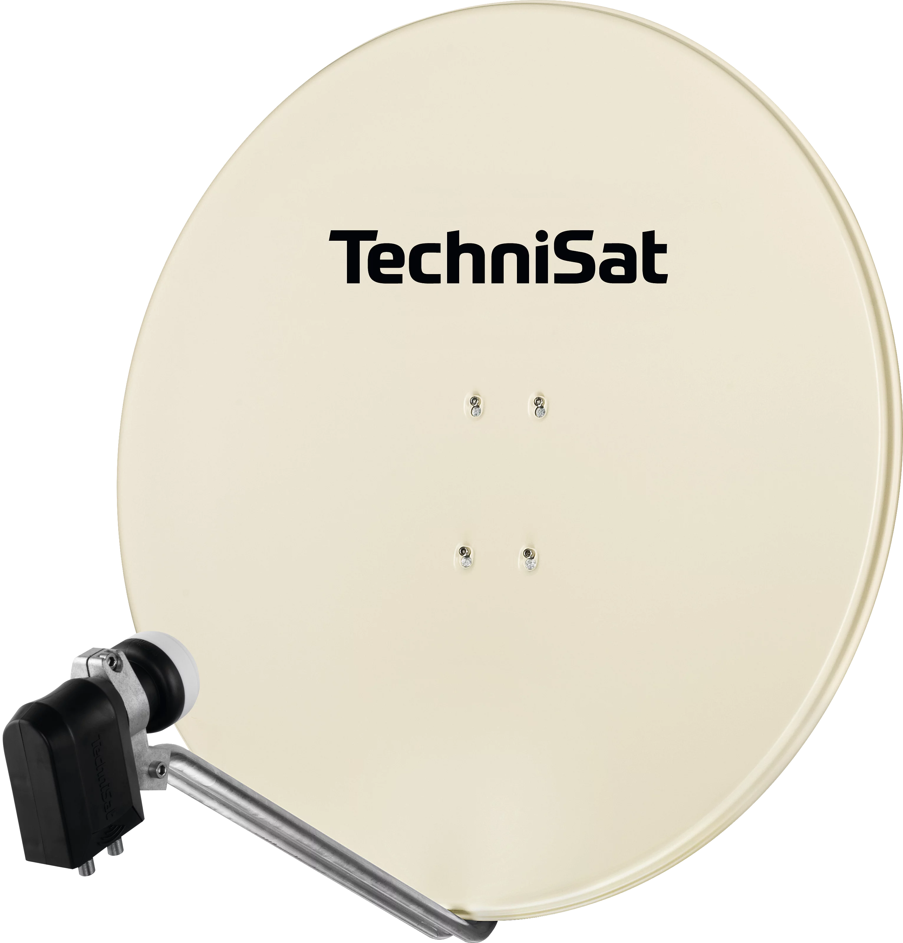 Opticum Quad LNB TechniSat SATMAN 850 PLUS Satellitenschüssel Für 4 Teilnehmer (85 Cm Sat Spiegel Mit Masthalterung Und 40mm Universal Quattro Switch LNB) Grau Feststehende Satellitenanlage