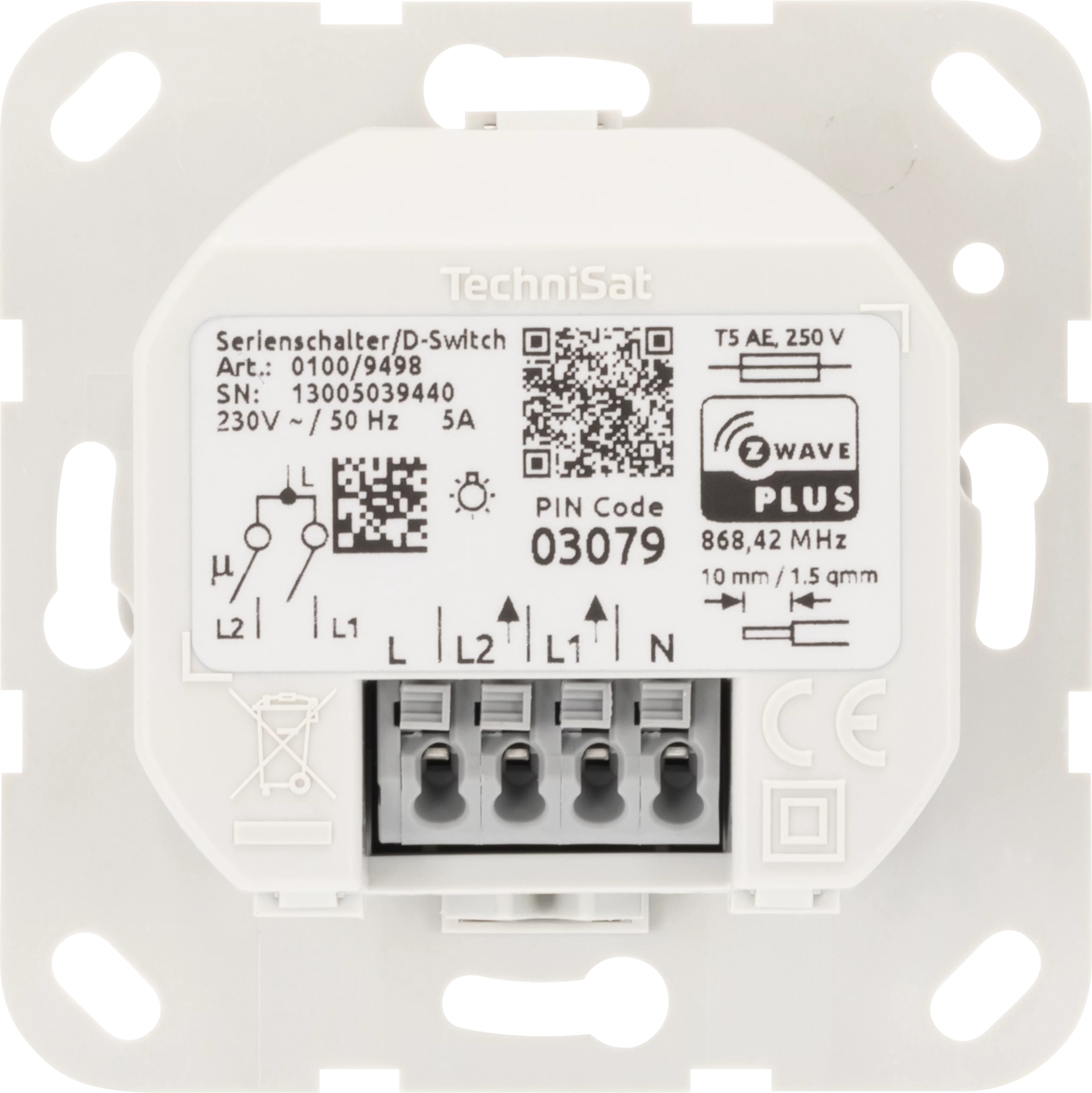 Two-way switch, complete, Gira Frontal, Rück