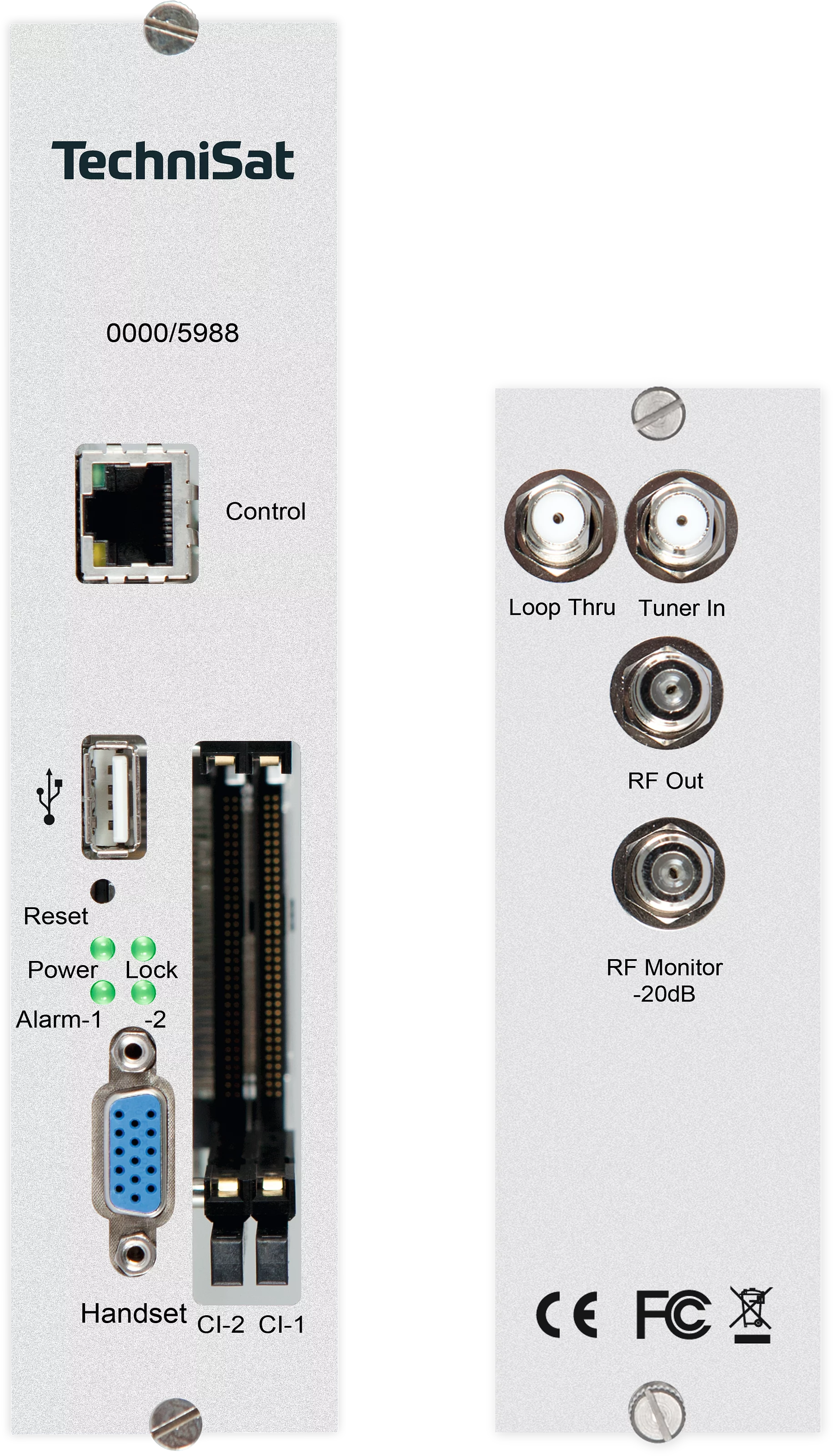 Transmodulator DVB-S2/PAL TM TWIN CI Frontal, Front