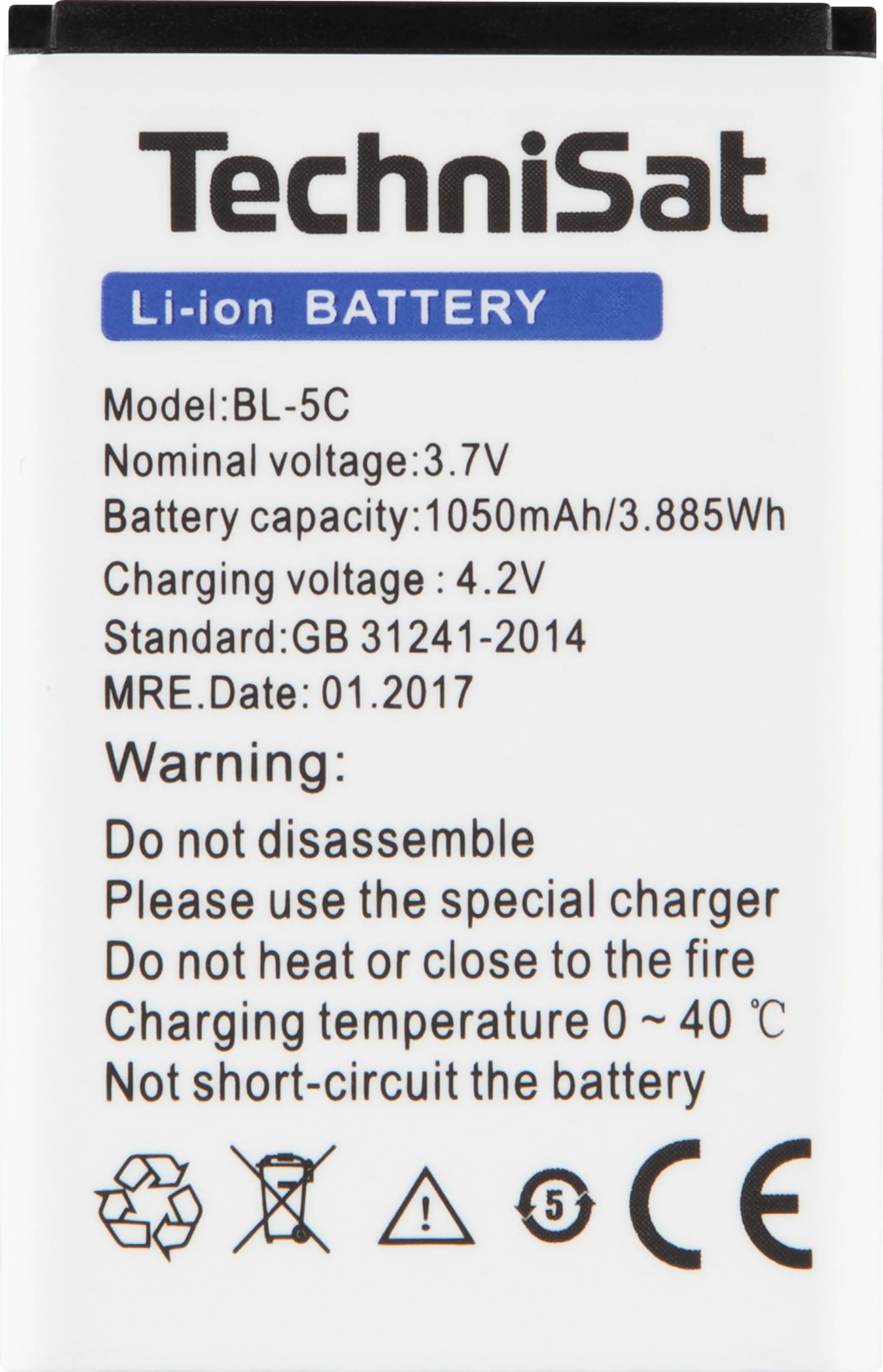 Battery for DIGITRADIO 1/2, TECHNIRADIO RDR/6 Frontal, Front