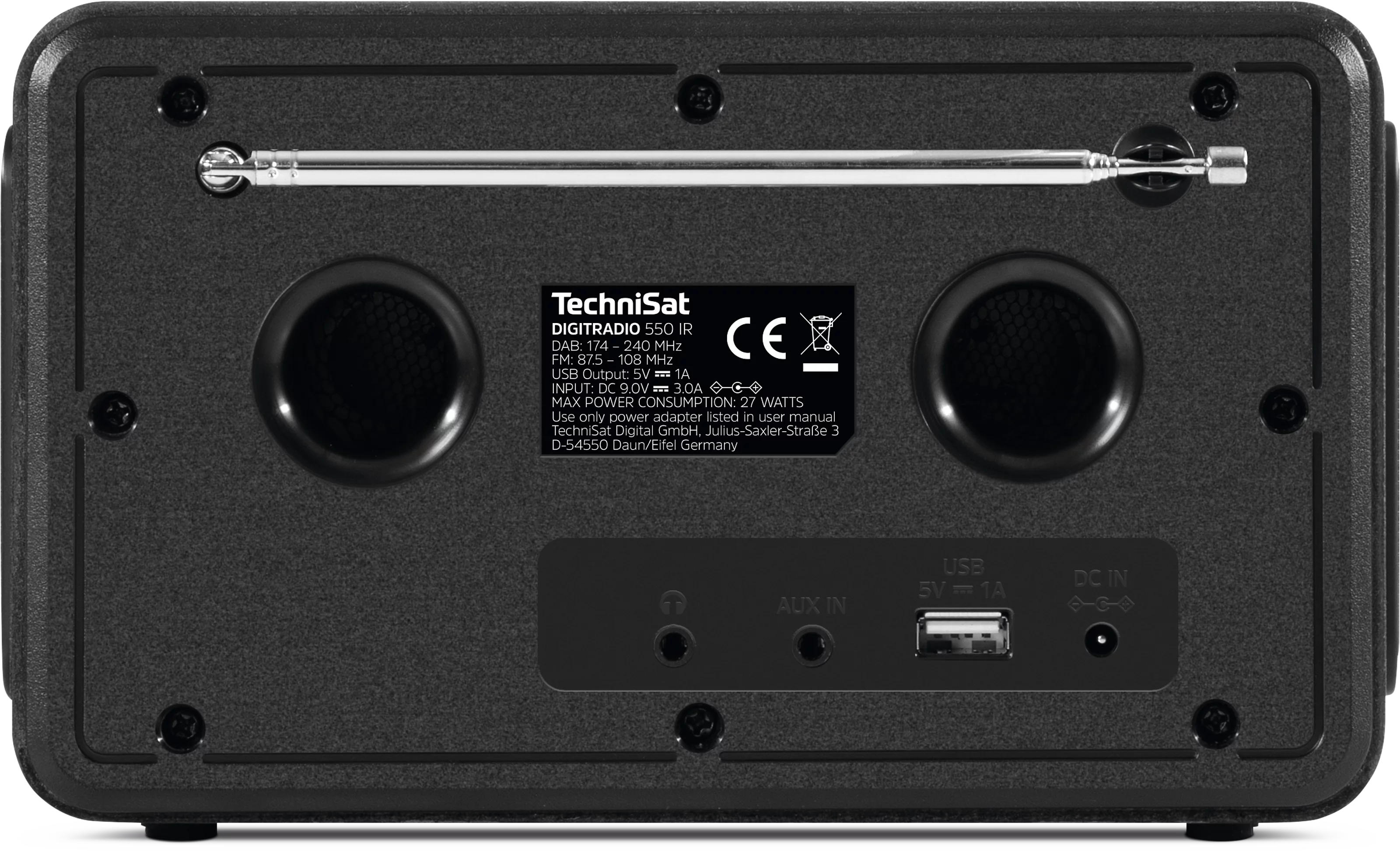 DIGITRADIO 550 IR, schwarz Frontal, Rück