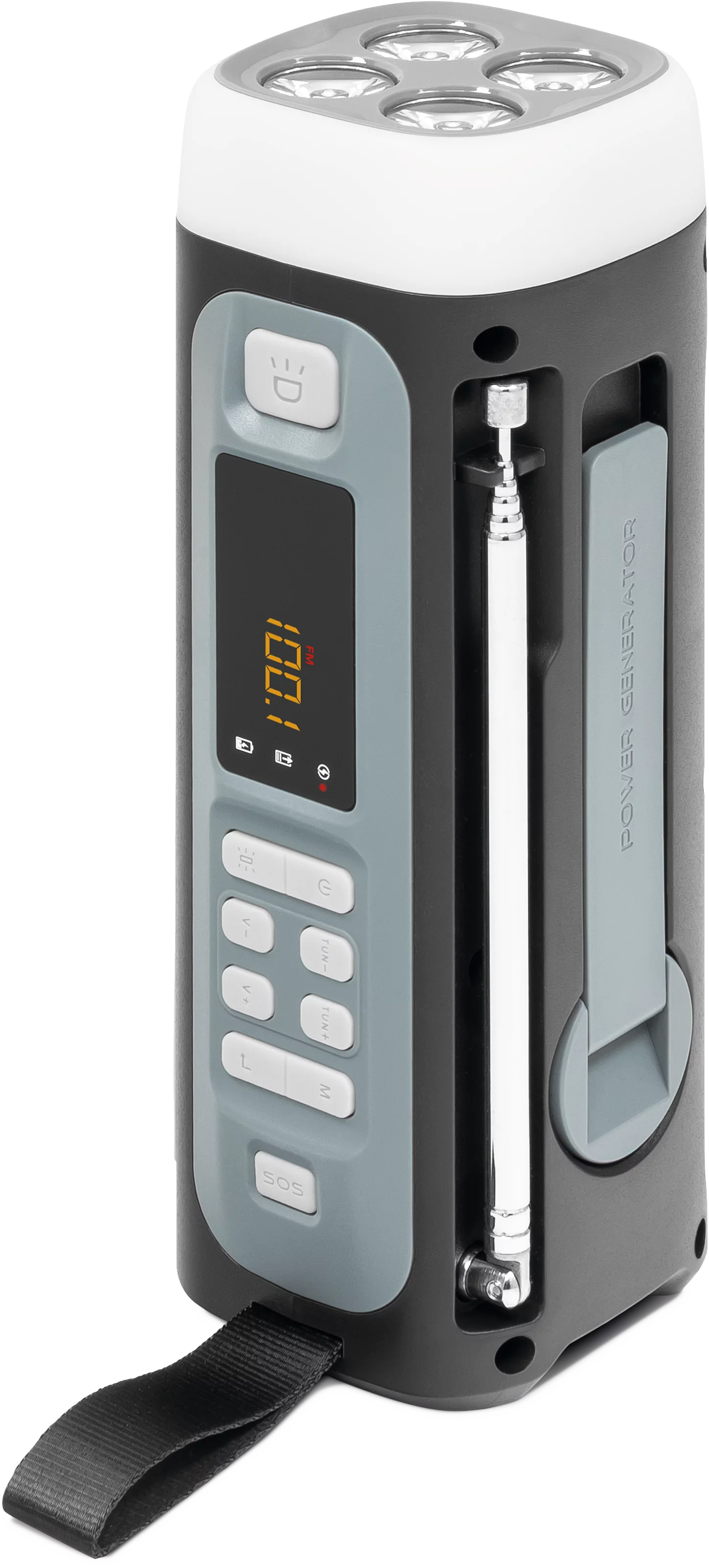 VIOLA hand-crank radio Frontal, Oben